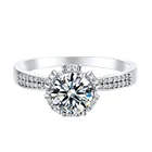 Flower shape jewelry ring 18k/14k white gold 1ct moissanite wedding ring for women