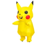 Halloween yellow pikachu costume students inflatable pikachu costume with pump operated for kids and adult