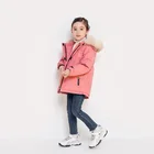 Popular kids winter jacket pink girl down jacket with fur collar