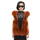 KAZUFUR Ladies Vest Fox Fur Leather Jacket Vest