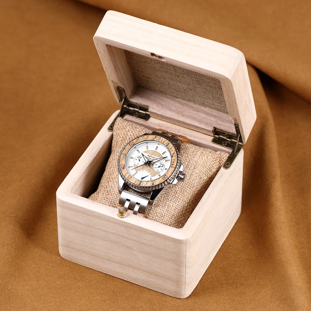 steel military watches black wood watch in wooden gift box