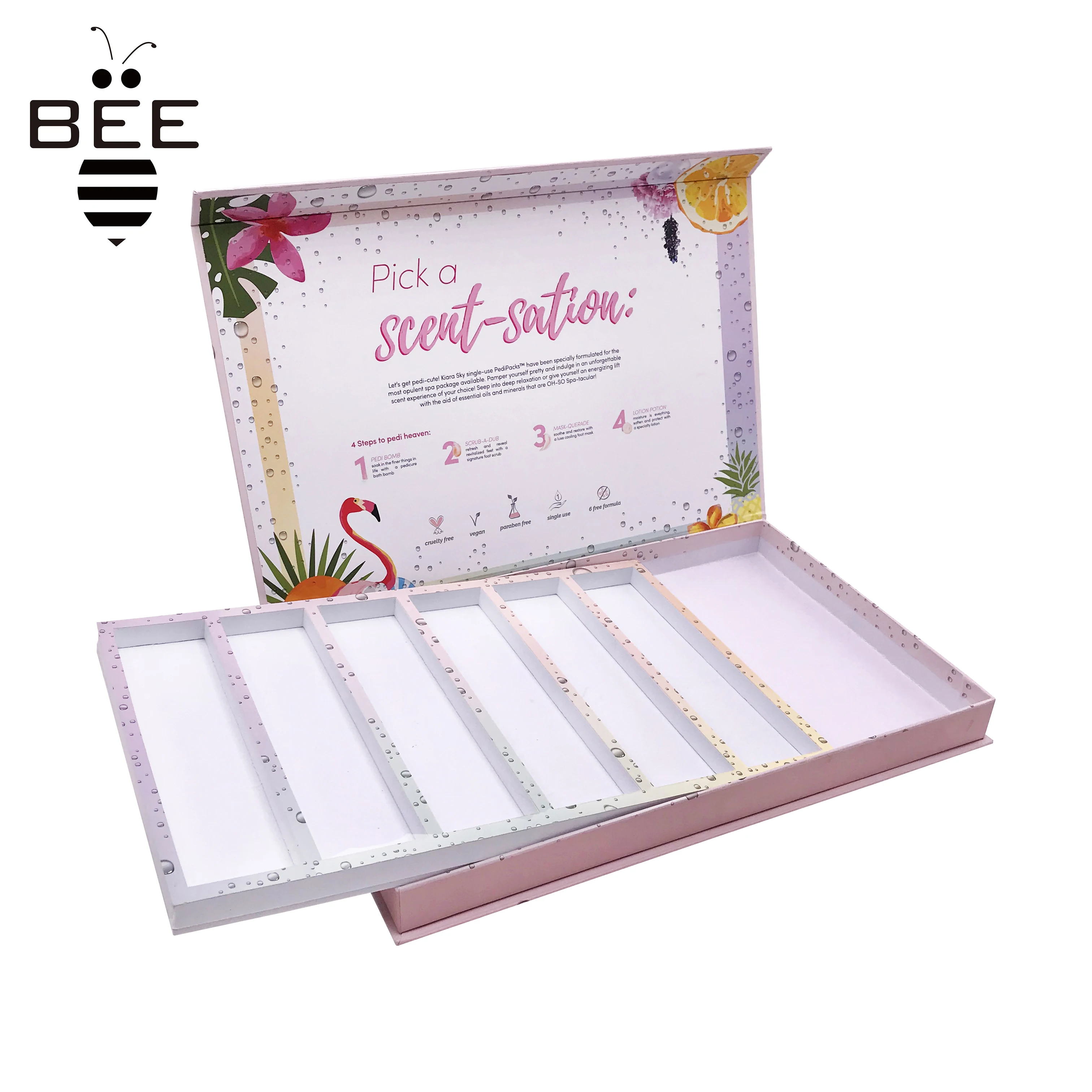 custom cardboard cosmetic set pack gift box for pedicure set
