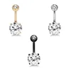 Prong Set Clear Gem Large Zircon Belly Button Ring Navel Body Piercing Jewelry