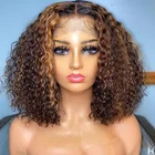 Lace Front Wig For Kinky Curly 3 Color Highlight Pre Plucked Human Hair Hd Lace Front Wig For Black Women