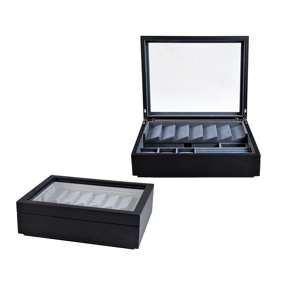 Custom luxury large wooden leather jewelry storaging display box