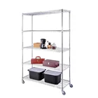 Supermarket Plate Rack 5 Tiers Folding Steel Storage With Wheels