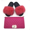 Wholesale summer designers women woman girl indoor female custom ladies fox sandals furry fluffy fur slippers with jelly purses