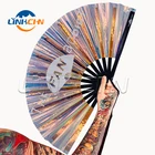 Hand Fan Pvc Hand Fan 2019 New Products Pvc Holographic Iridescent Reflective Folding Bamboo Pvc Hand Fan