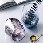 Custom big 16OZ crystal frosted Starry stemless wine glass tumbler