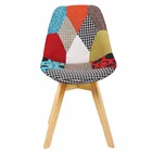Tulip style fabric home dining chair with patchwork design