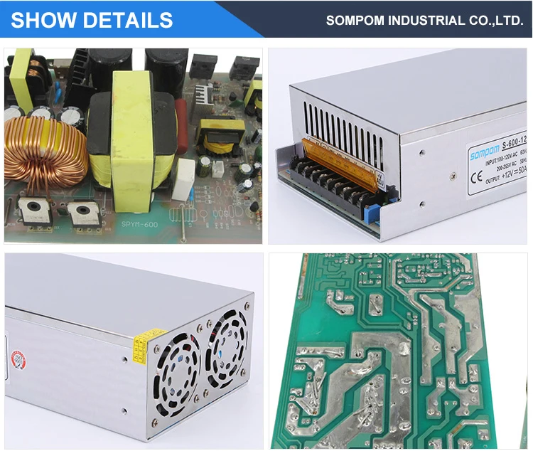 SOMPOM ODM&OEM adjustable high quality 12v 50a 600w switching power supply