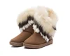 2019 Latest Design Mid Calf Plush Snow Boots Pure Color Fox Fur Fuzzy Ankle Boots Warm Fuzzy Fur China Factory Stock Boots