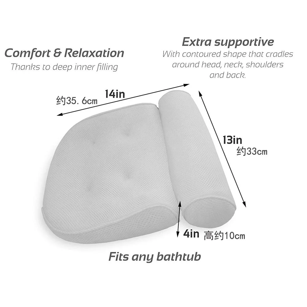 amazon hot sell design 3D air mesh washable and soft spa bath pillow 