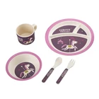Great Brand Low MOQ Bamboo Fiber Child Dinnerwares Kids Bowl/Plate/Cup/Spoon/Fork Dinner Sets