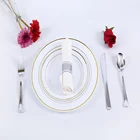 Disposable plastic dinnerware gold rim