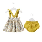 Newborn Summer Baby Girl Dresses Bow Set Kids Clothing Set Toddler 2Pcs Set