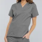 Custom Short Sleeve Scrubs Uniforms V-neck Medical Uniform Scrubs Top