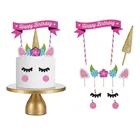 Happy Birthday Party Supplies Baby Shower Handmade Pink Unicorn Cake Topper