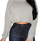 Women Pullover Knitted Long Sleeve Cropped Sweaters Tops