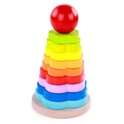 Baby intelligence toys colorful wooden rainbow tower for boys and girls 1-3 years old