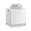 White Colonial Style Laundry Hamper Washing Basket with Lid for Bathroom