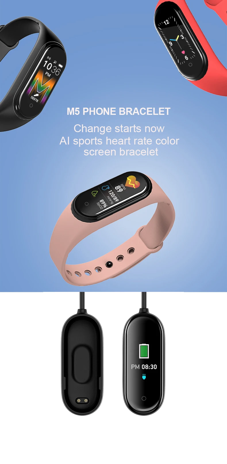 original m5 2020 gps smart watch fitness tracker mi band 5