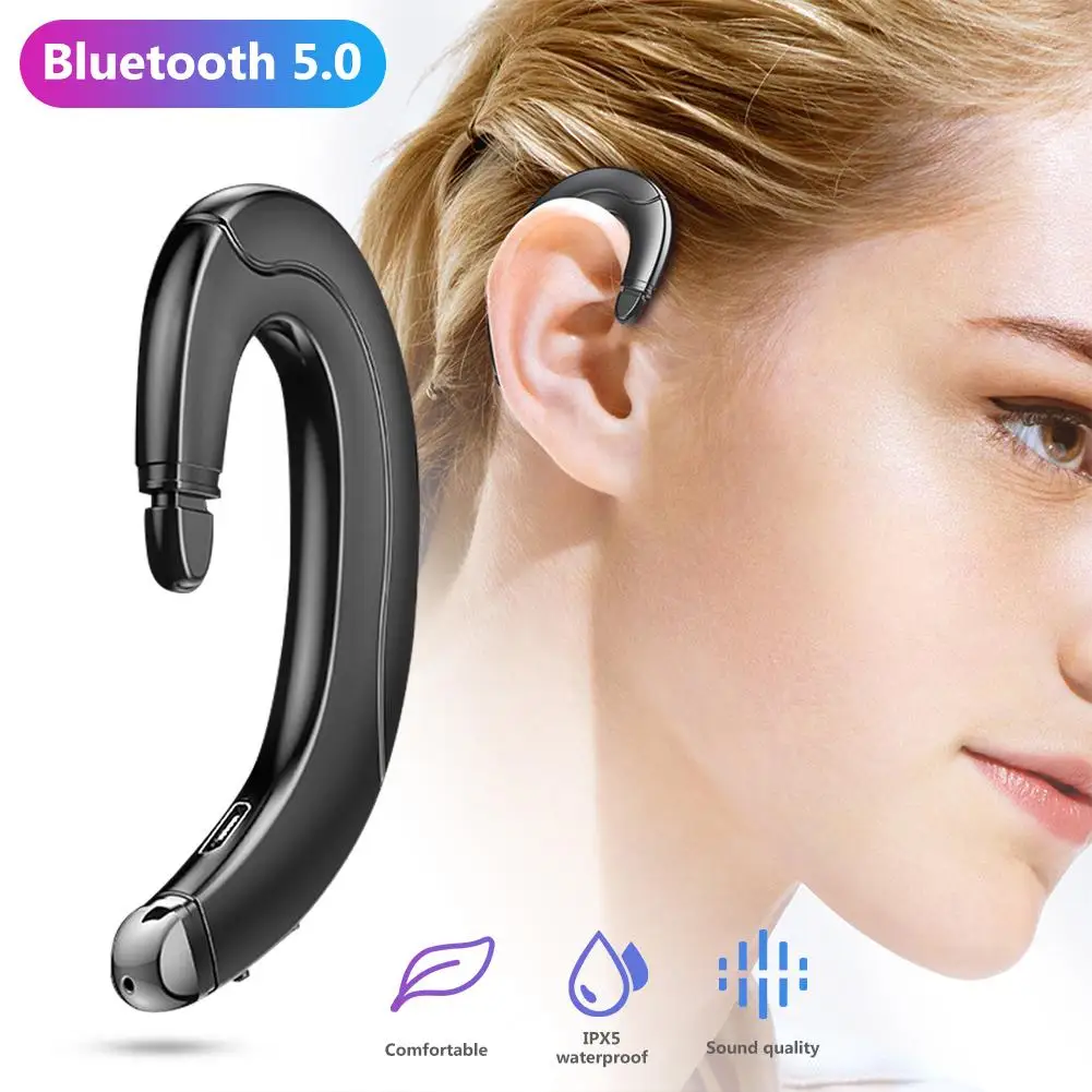 F88 Sports Ear Hook Handfree Bone Conduction Unilateral Headset Noise Cancelling Wireless Bluetooth V5.0 Earphone for IP Samsung - ANKUX.COM