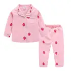 Mudkingdom Lovely Strawberry pattern Kids Nightwear Cute pjs For Girls Winter Pajamas