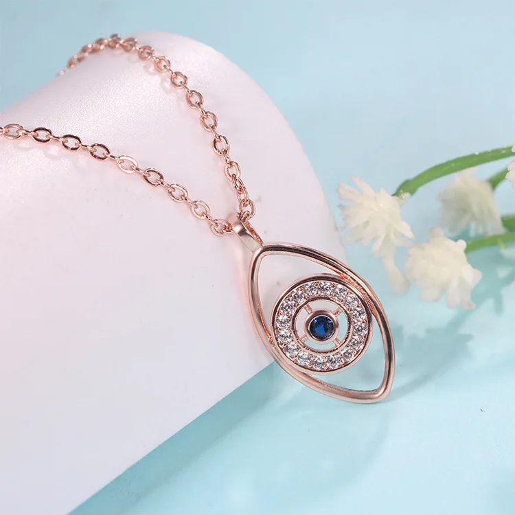 copper brass material turkish blue eye necklace gold silver eye pendant necklace women