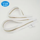 High Quality Custom 3#4#5# logo metal zipper brass wire teeth chain closed down jacket zipper
