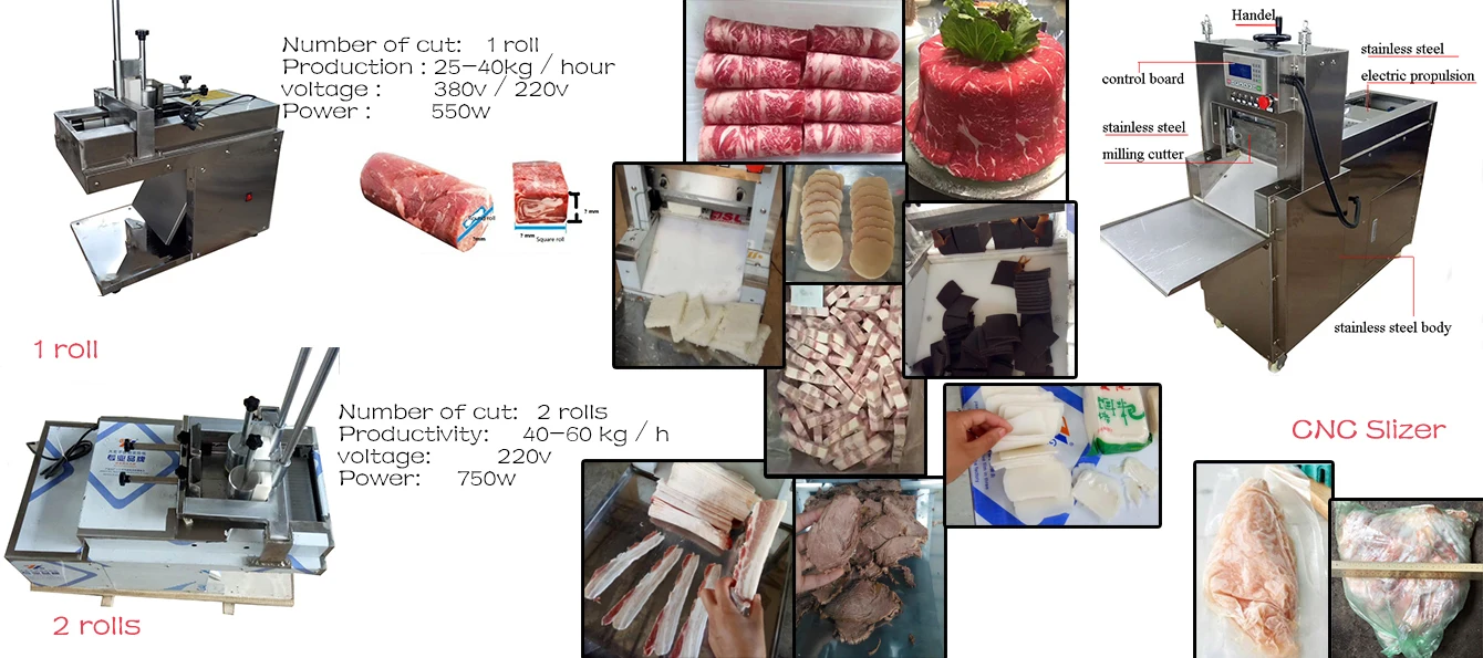 Frozen Beef Lamb Roll Slicer Stainless Steel Automatic Frozen Meat Slicing Machine Meat Cutting Machine factory