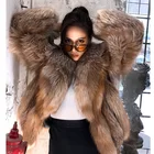 Luxury Genuine Coffee Fox Fur Overcoat Fashionable Winter Fur Coat Women Fur Coat Elegant Custom Design Women Real Fox