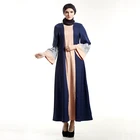New Trendy Islamic Clothing Blue Kaftans Moroccan Maxi Muslim Praying Dress For Woman