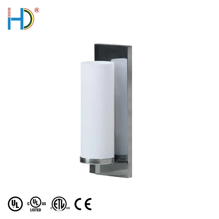 Modern Bed Room Brushed Chrome Frosted White Acrylic Shade Wall Light