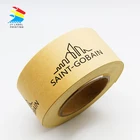 Custom Printed Gummed Kraft Paper Packing Tape, logo printing labels and sticker in roll for box packaging frangible