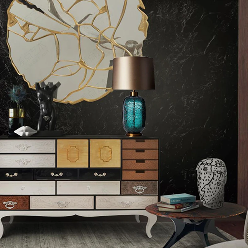 Decorative glass fabric modern home decor LED hotel home table light