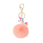 PVC Unicorn Plush Fur Keychain With Puff Ball for Women Bag Charm Car Pendant wedding favors ladies gifts souvenirs