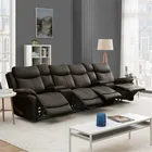 Leather Furniture YASITE Modern Style Gray Leather Recliner Home Cinema Theater Sofa Set For Living Room Furniture