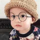 Children Vintage Glasses Frame Plain Mirror Big Round Metal Optical Frame For Girl Eyeglasses Clear Lens
