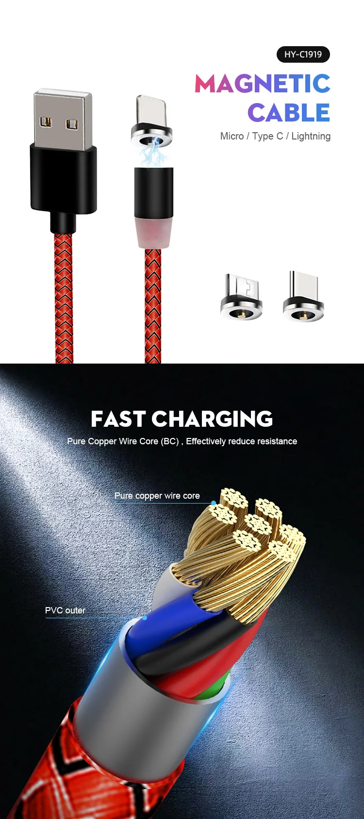 Promo Cheap Cell Phone Braided Micro & Type C & 8 Pin Magnetic Usb Cable 1m 1.5m 2m 3m Usb Data Line for Sale - ANKUX.COM