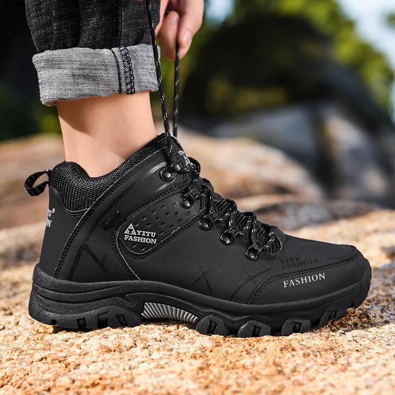 Genuine Leather Mountain Climbing Anti-slip Trekking Ankle Boot For Men Black S219-2189 3 PRISTINE