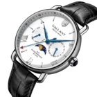 Moon Phase Watches Cheapest Genuine Leather Band Quartz Movement Moon Phase Luxury Wrist Watches Men