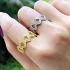 Diamond Ring Rings 2020 New Arrivals 18k Gold Plated Pave Diamond Ring Bling 3A CZ Hollow Women Rings