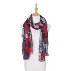 New Style Maple Leaf Pattern Machine Printed 100% Polyester Good Quality Nice Women Spring Scarf