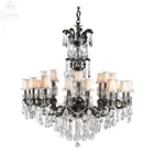 Classic American Large Black Brass Loft Villa Decoration Crystal Farmhouse Chandelier