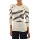 Crew Neck Long Sleeve Pullover Outdoor Sports Jumper Knitwear Striped Army Cotton Military Sweater Designs for Women