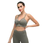 Sports Bra Push Up Cross Back Padded Push Up Shock Proof Black Strappy Woman Active Sports Bra