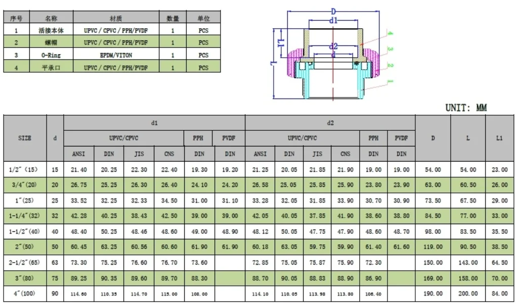 Din Jis Ansi Pvc Pipe Fitting Upvc Cpvc Pph Pvdf Sch Union Industry