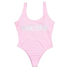 Sexy Girl Swimsuit Summer Unicorn Letter Print One Piece Swimwear Push Up Plus Size Women Bathing Suit
