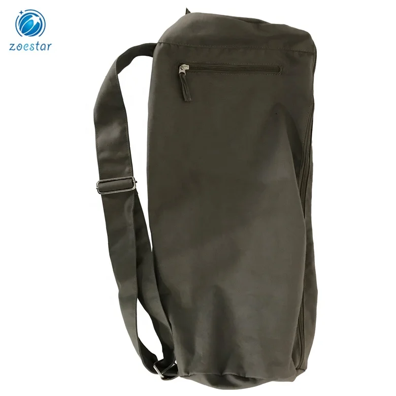 Full-zip Canvas Yoga Mat Carrier Holder Shoulder Bag with Double Storage Pockets